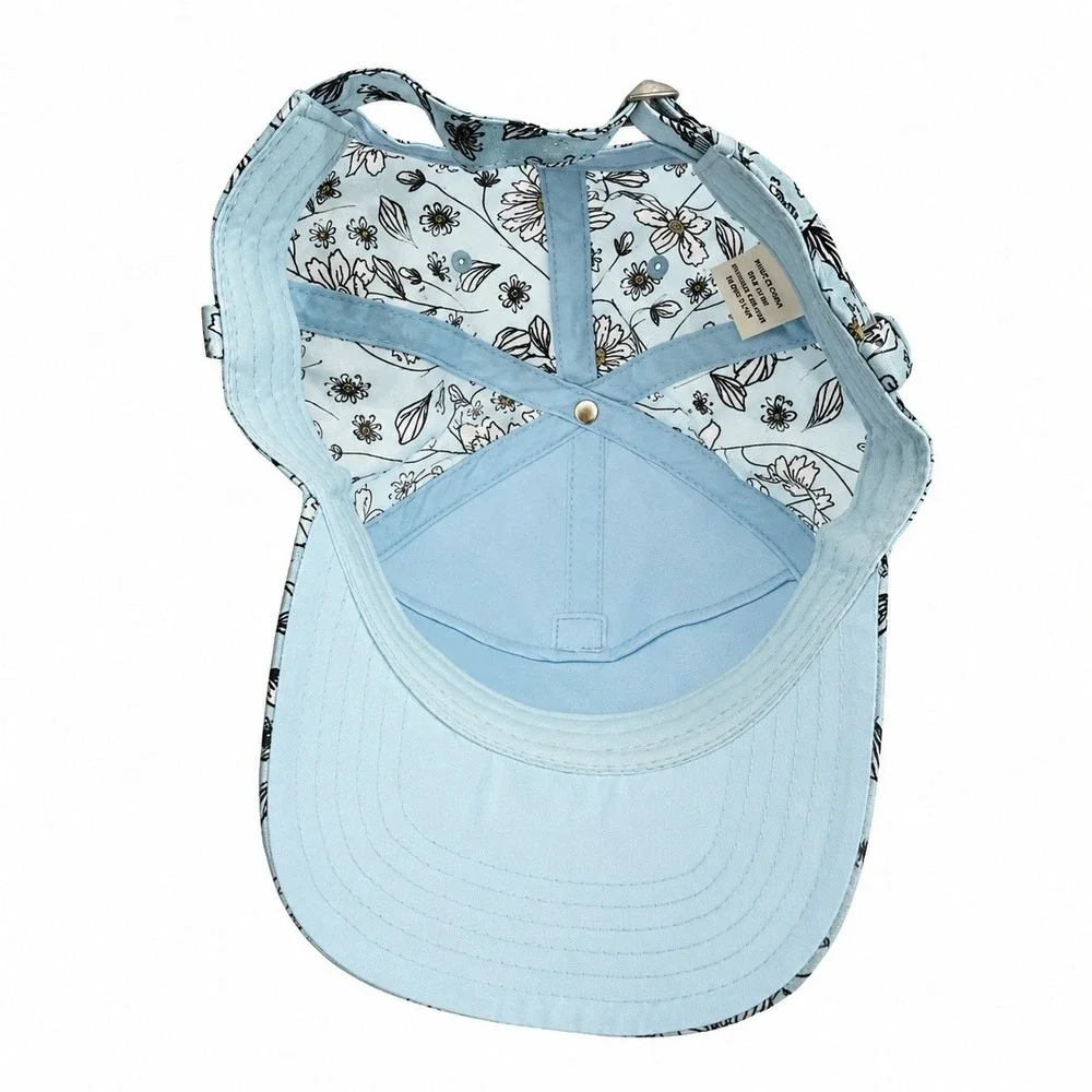 Floral Print Baseball Cap Womens OS Blue Garden Spring Summer Colorful